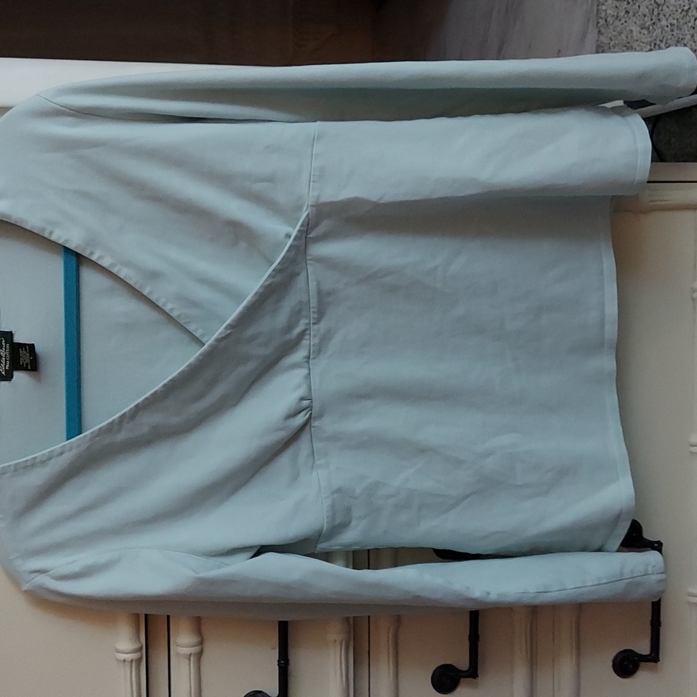 Eddie Bauer Pima Cotton Soft L/S Cross-over Mint Green Sz L